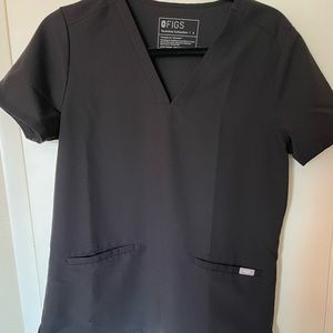 Figs Small Black Casma 3 Pocket Scrub Top